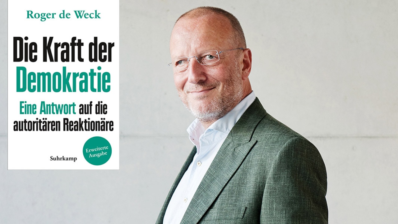 Autor Roger de Weck und das Cover seines aktuellen Buches