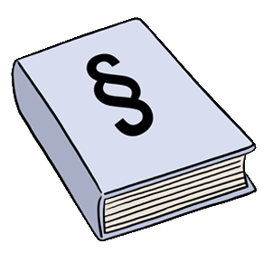 Piktogramm, Buch mit dem Schriftzeichen für Paragraf auf der Deckseite, typisiert ein Gesetzbuch