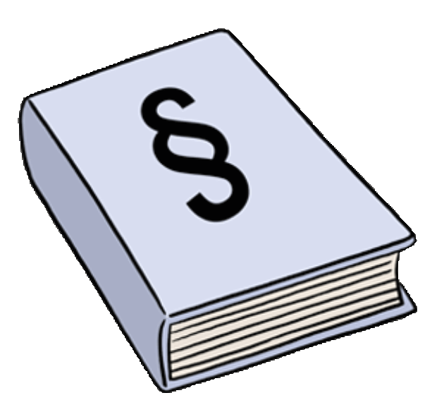 Piktogramm, Buch mit dem Schriftzeichen für Paragraf auf der Deckseite, typisiert ein Gesetzbuch   