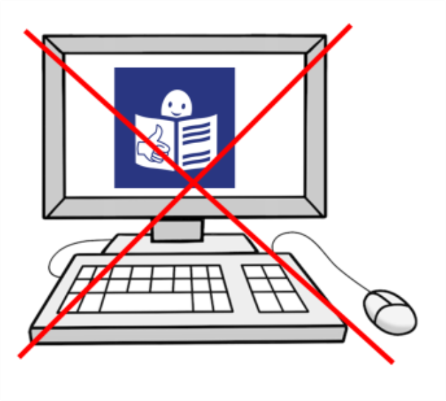 PC mit Symbol LS, durchgestrichen PC durchgestrichen