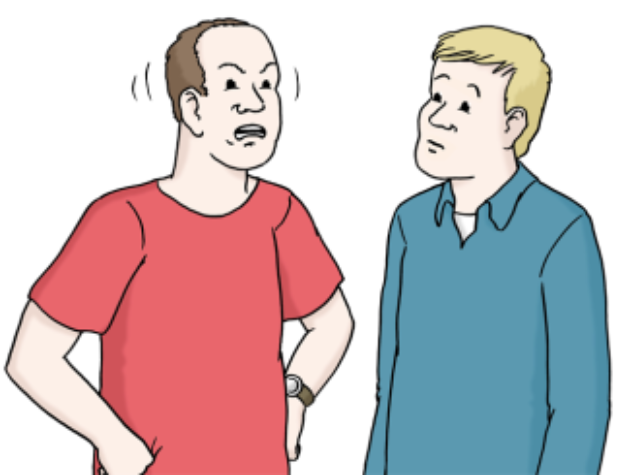 zwei Männer einer verneint zwei Männer im Gespräch, einer schüttelt den Kopf