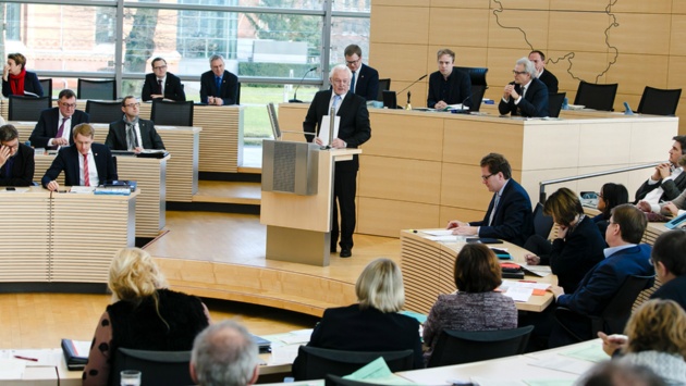 Der Fraktionsvorsitzende Wolfgang Kubicki (FDP) spricht am 14.12.2017 in Kiel (Schleswig-Holstein) während einer Landtagssitzung über einen Winterabschiebestopp für Asylbewerber.