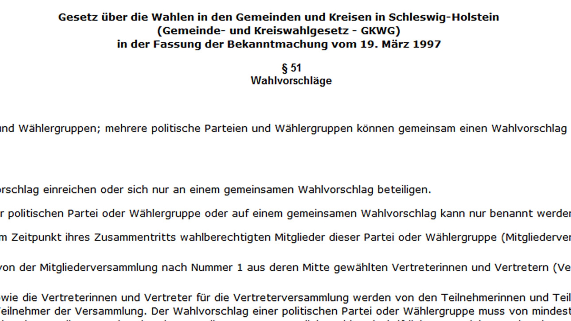 Auszug aus dem Gemeinde- und Kreiswahlgesetz