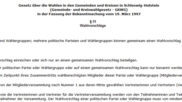Auszug aus dem Gemeinde- und Kreiswahlgesetz