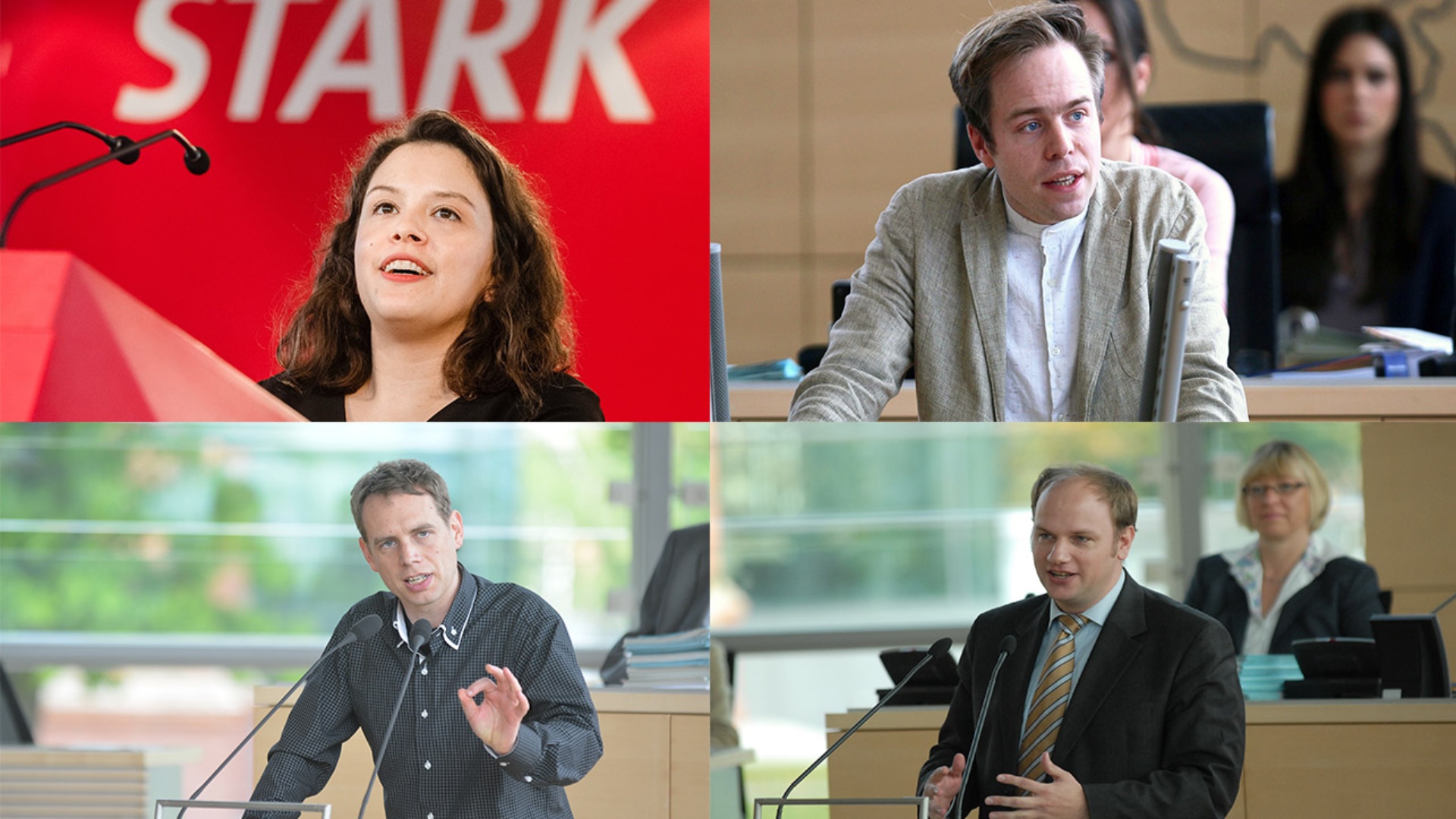 Die vier Schleswig-Holsteiner, die für Europa ins Parlament in Brüssel einziehen: Delara Burkhardt, Patrick Breyer, Niclas herbst und Rasmus Andresen