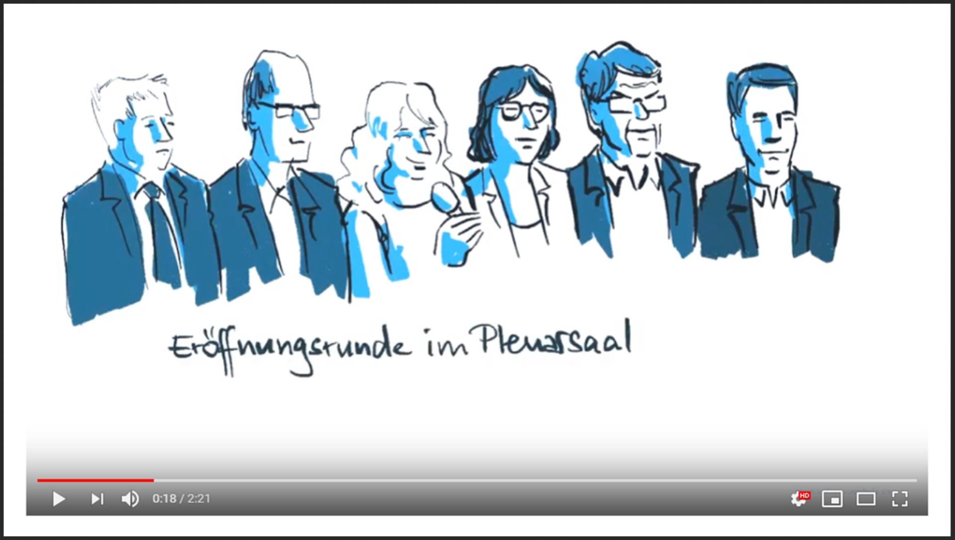 Diskussionsrunde mit Abgeordneten als Comic