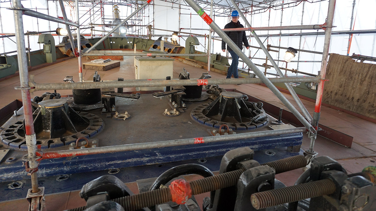 Blick auf die Baustelle auf der Gorch Fock