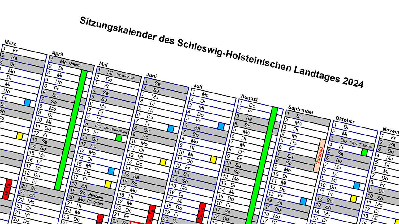 Teilausschnitt des Kalenders mit den Plenarterminen für das Jahr 2024