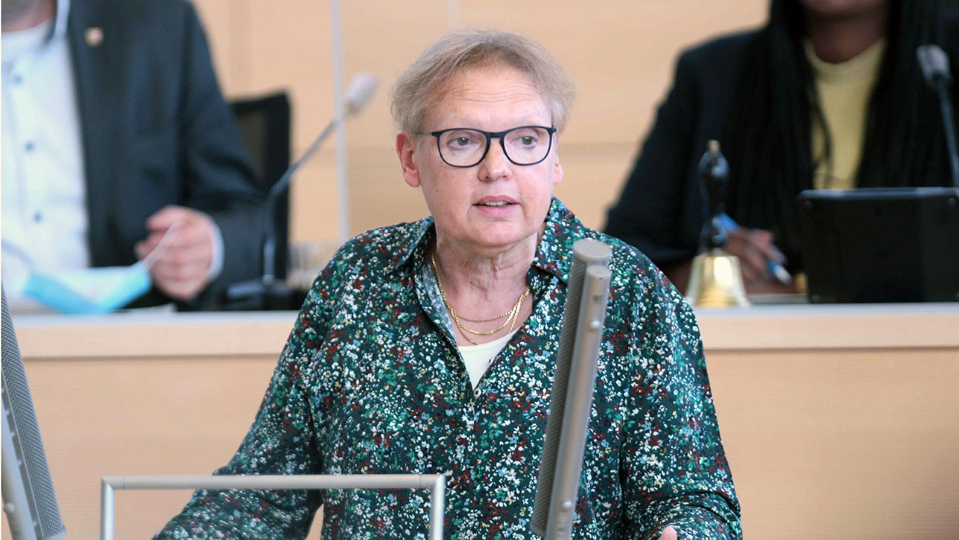 Die Grünen-Abgeordnete Ines Strehlau hält eine Rede im Plenarsaal des Schleswig-Holsteinischen Landtages.