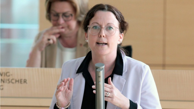 Die SSW-Abgeordnete Sybilla Nitsch hält eine Rede im Plenarsaal des Schleswig-Holsteinischen Landtages