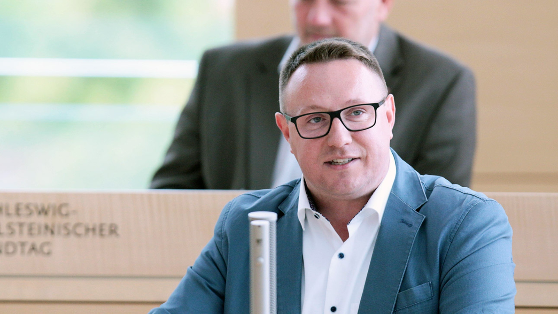 Dirschauer Christian SSW Plenum  © Foto: Michael August Der SSW-Abgeordnete Christian Dirschauer hält eine Rede im Plenarsaal des Schleswig-Holsteinischen Landtages.