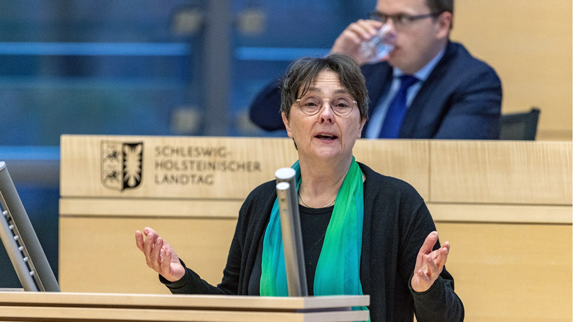 Heinold, Monika Grüne Finanzministerin Plenum  © Foto: Landtag, Sönke Ehlers Finanzministerin Monika Heinold (Grüne) hält eine Rede im Plenarsaal des Schleswig-Holsteinischen Landtages