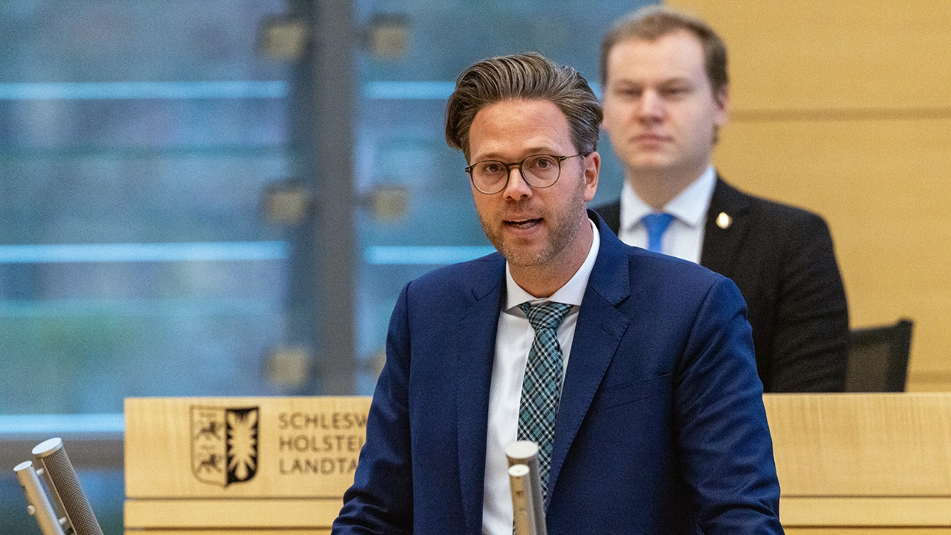 Der CDU-Abgeordnete Martin Balasus hält eine Rede im Plenarsaal des Schleswig-Holsteinischen Landtages