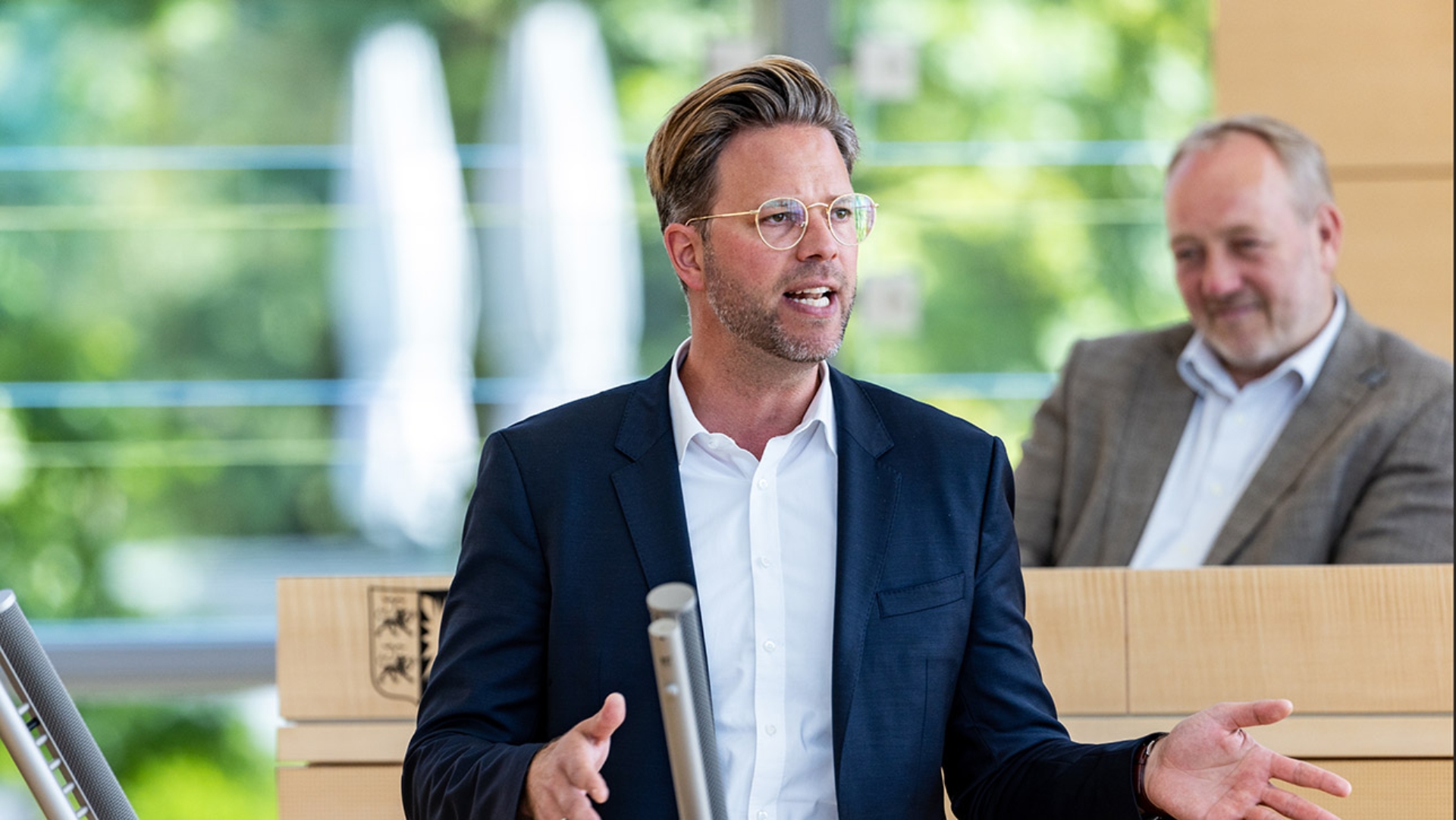 Der CDU-Abgeordnete Martin Balasus hält eine Rede im Plenarsaal des Schleswig-Holsteinischen Landtages