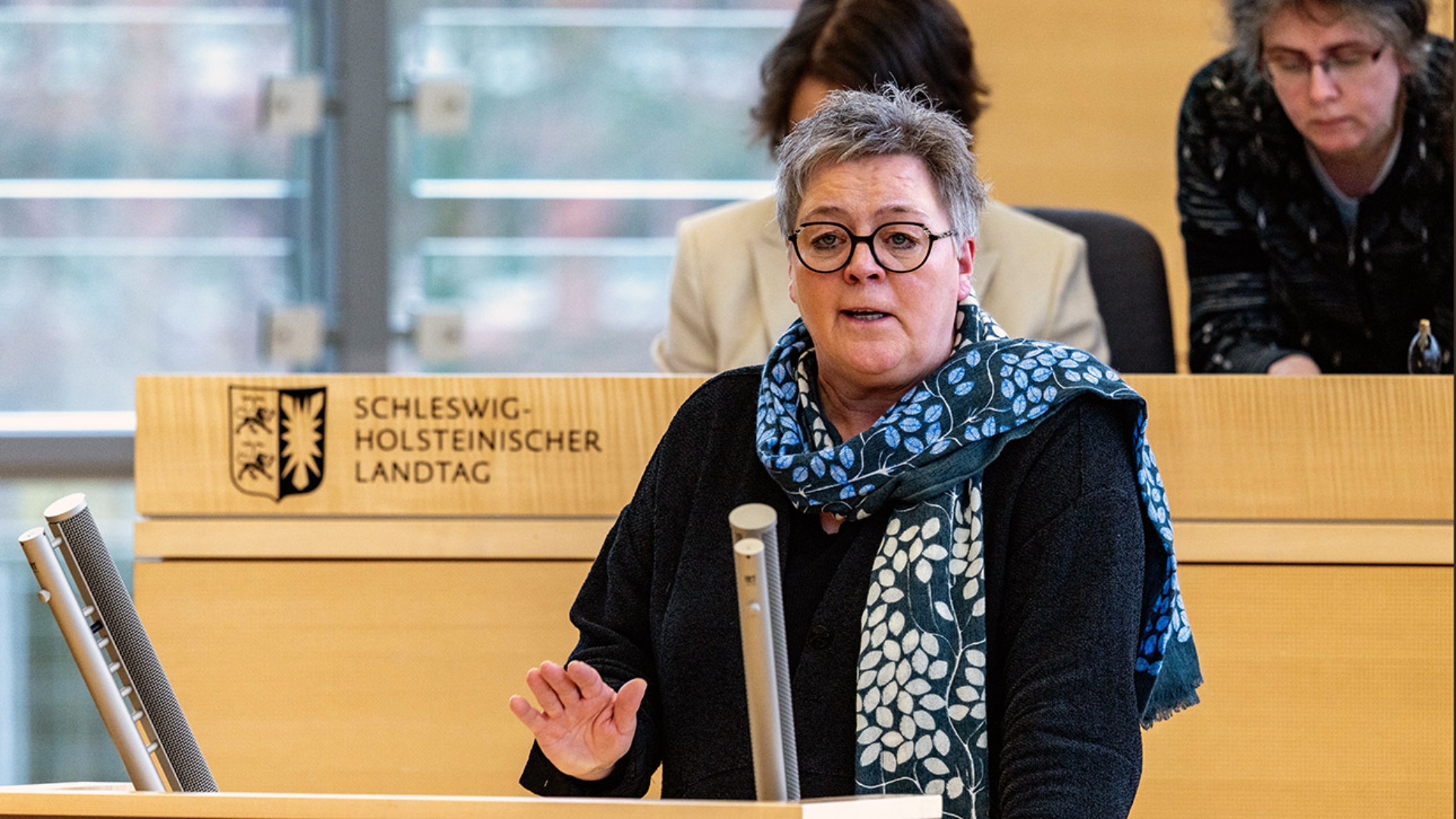 Die SPD-Abgeordnete Birte Pauls hält eine Rede im Plenarsaal des Schleswig-Holsteinischen Landtages.