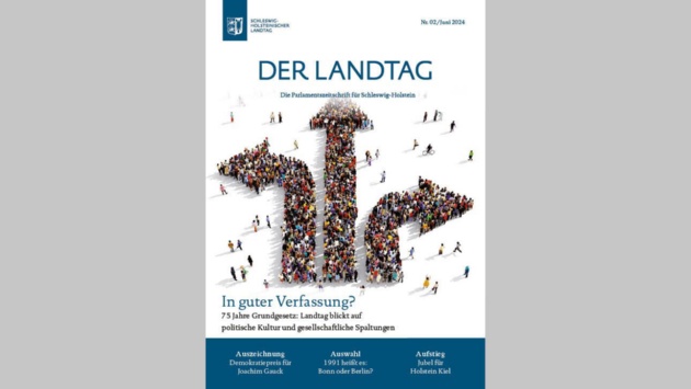 Das Titelcover der Parlamentszeitschrift mit der Schlagzeile "In guter Verfassung - 75 Jahre Grundgesetz"