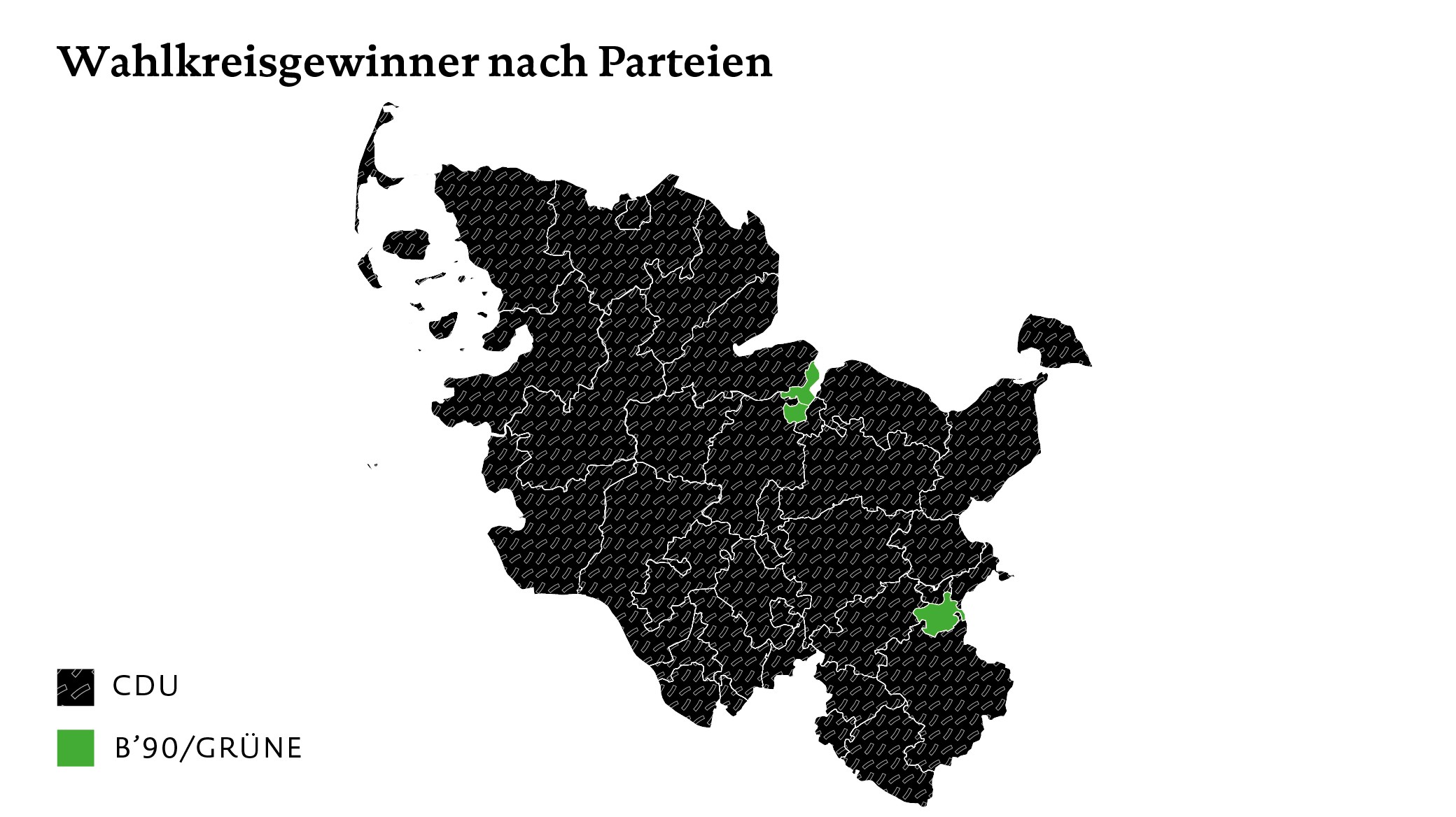 Grafik der Wahlkreisverteilung nach der Landtagswahl 2022 