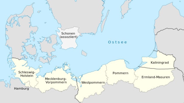 Karte der Mitglieder des Parlamentsforums Südliche Ostsee