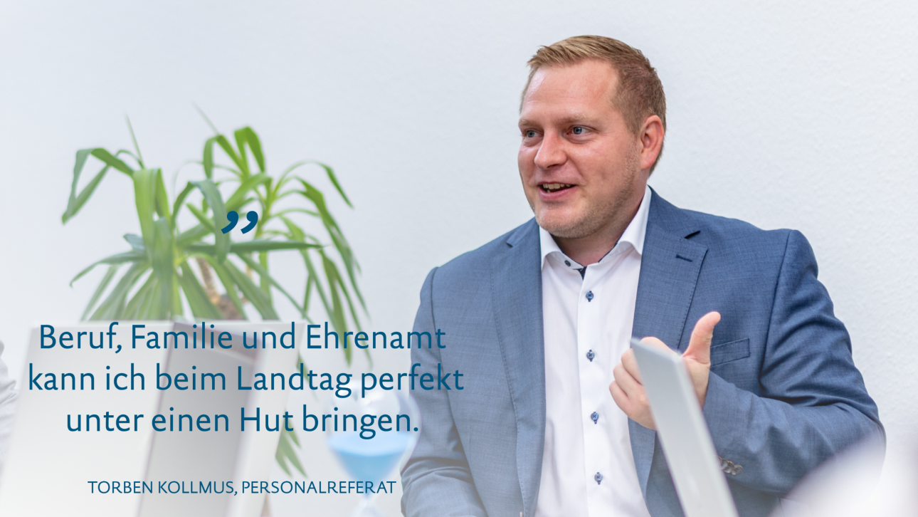 Torben Kollmus arbeitet im Personalreferat vom Landtag