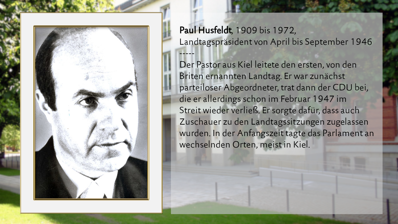 Bild mit Foto und Infobox als Teil einer Galerie zur Geschichte der Landtagspräsidenten und Präsidentinnen