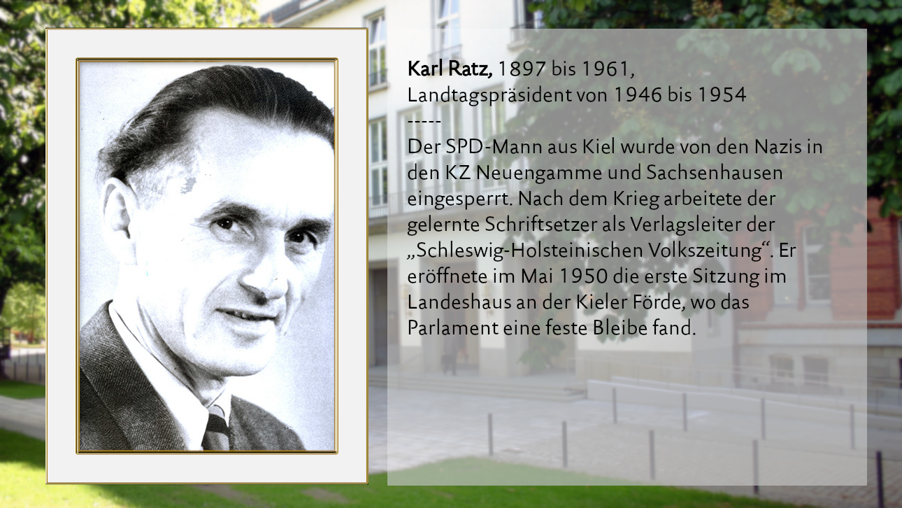 Bild mit Foto und Infobox als Teil einer Galerie zur Geschichte der Landtagspräsidenten und Präsidentinnen