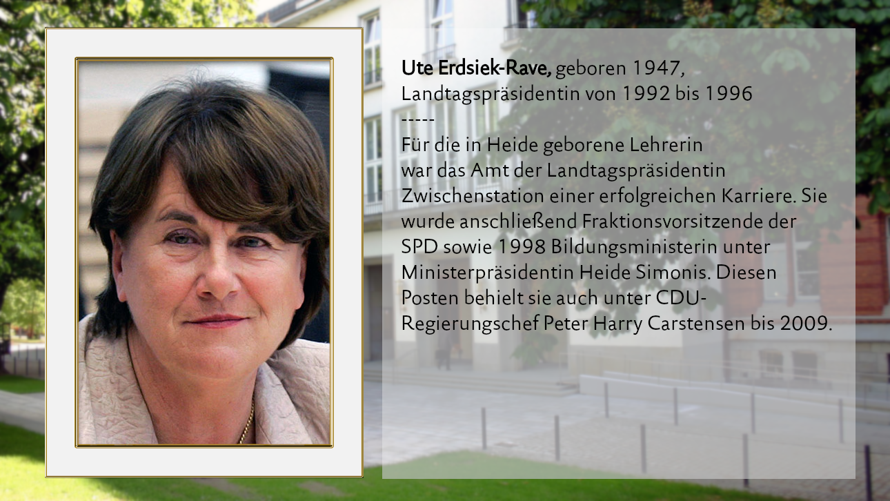 Ute Erdsiek-Rave, geboren 1947, Landtagspräsidentin von 1992 bis 1996