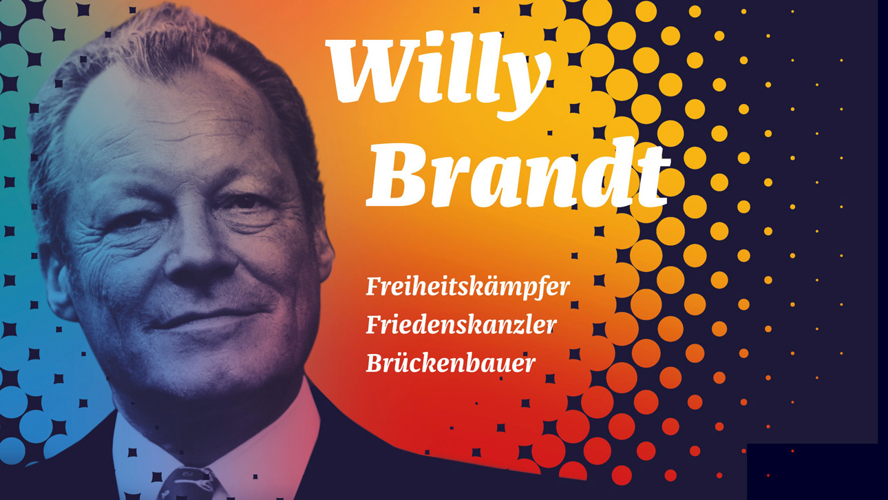Das Plakat zur Ausstellung mit dem Konterfei von Willy Brandt. 