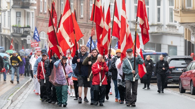 Ein Umzug der dänischen Minderheit Sydlesvigsk Forening SSF