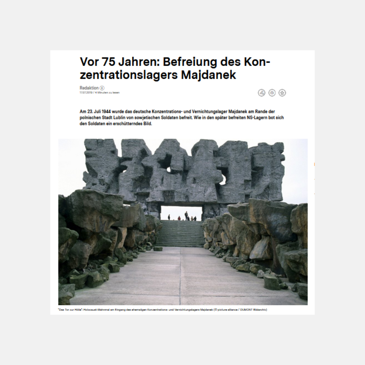 Vorschau des verlinkten Artikels, groß ist ein Foto von dem Eingang des Lagers abgebildet